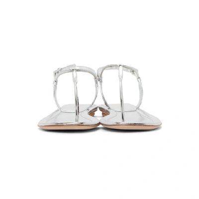 Shop Prada Silver Laminated Thong Sandals