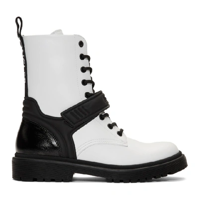 Shop Moncler White Calypso Combat Boots In 002 White
