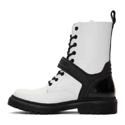 Shop Moncler White Calypso Combat Boots In 002 White