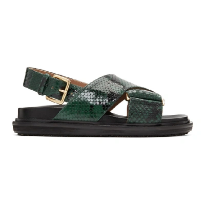 Shop Marni Green Snake Fussbett Sandals In 00v91 Junip