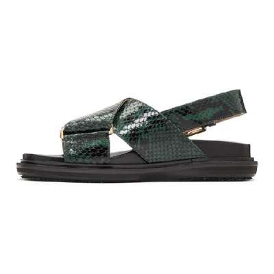 Shop Marni Green Snake Fussbett Sandals In 00v91 Junip