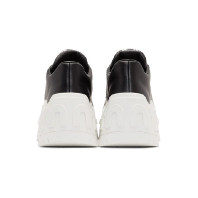 Shop Miu Miu Black Leather Wedge Sneaker