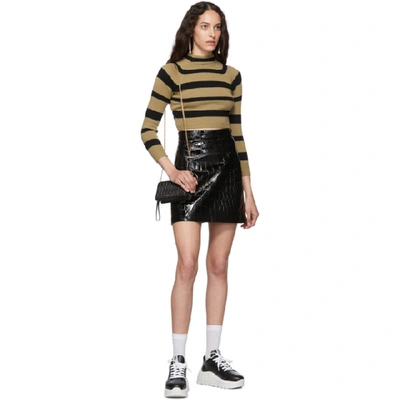 Shop Miu Miu Black Leather Wedge Sneaker