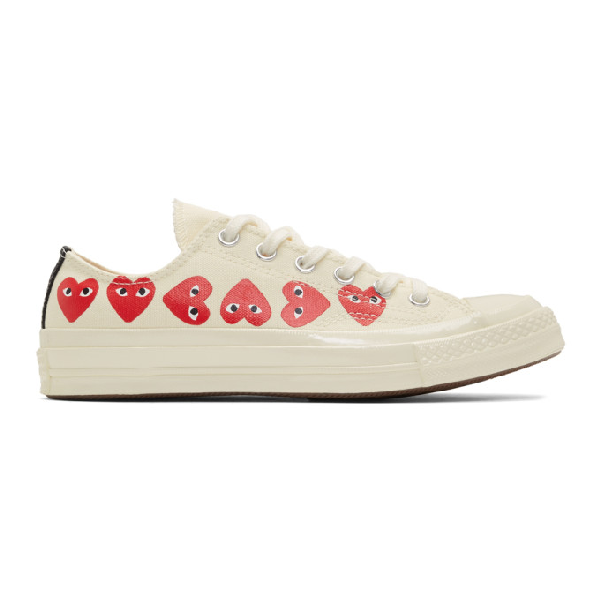 Comme Des Garçons Play Comme Des Garcons Play Off-white Converse Edition Multiple Hearts Chuck 70 Low Sneakers | ModeSens