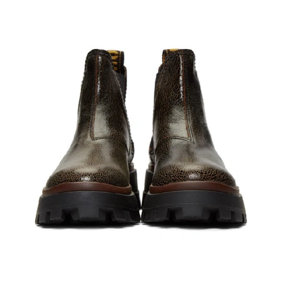 Shop Miu Miu Black Crackle Chunky Heel Chelsea Boots