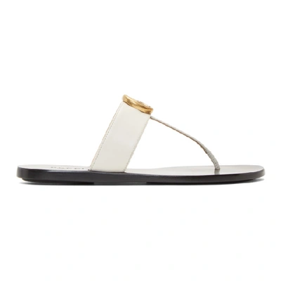 Shop Gucci Off-white Marmont Flat Sandals In Mystic White