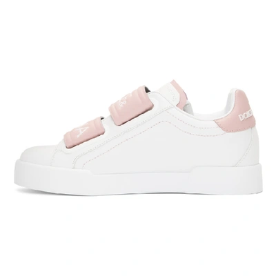 Shop Dolce & Gabbana Dolce And Gabbana White And Pink Strap Sneakers In 87587 White