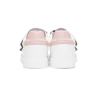 Shop Dolce & Gabbana Dolce And Gabbana White And Pink Strap Sneakers In 87587 White