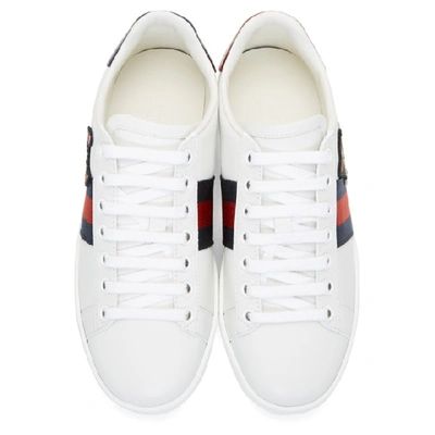 Shop Gucci White Dog New Ace Sneakers