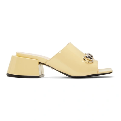 Shop Gucci Yellow Patent Lexi Heel Sandals In 9327 Butter