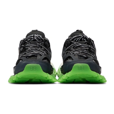 Shop Balenciaga Black And Green Glow Track Sneakers In 1003 Blk/gl