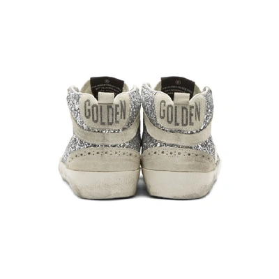 Shop Golden Goose Silver Glitter Mid Star Sneakers