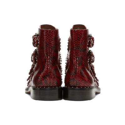 Shop Givenchy Red Python Multi-strap Boots