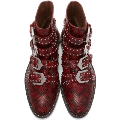 Shop Givenchy Red Python Multi-strap Boots