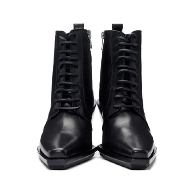 Shop Ann Demeulemeester Black Lace-up Wedge Boots