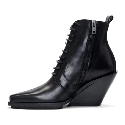 Shop Ann Demeulemeester Black Lace-up Wedge Boots