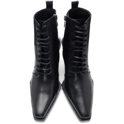 Shop Ann Demeulemeester Black Lace-up Wedge Boots