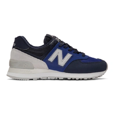 Shop New Balance Blue And Navy 574 Core Sneakers In Lapis Blue