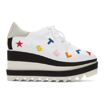 Shop Stella Mccartney White And Multicolor Embroidered Elyse Sneakers In 9035 Wht/ca
