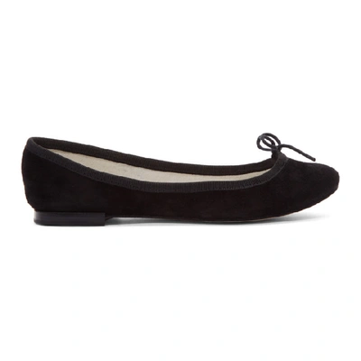 Shop Repetto Black Suede Cendrillon Ballerina Flats In 410 Black