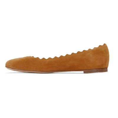 Shop Chloé Chloe Tan Suede Lauren Ballerina Flats In 210 Luminou