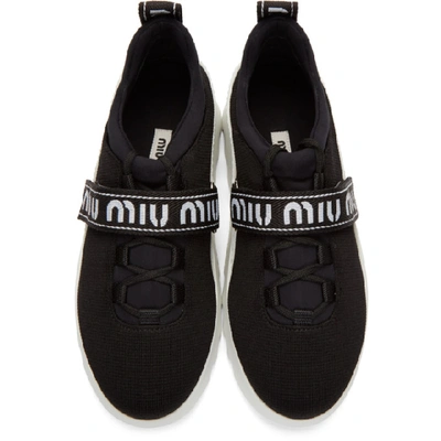 Shop Miu Miu Black Maglia Knit Sneakers