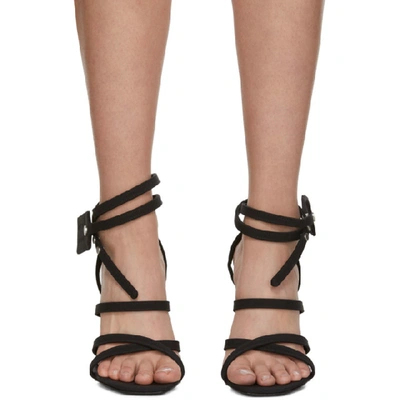 Shop Off-white Black Satin Zip Tie Sandals