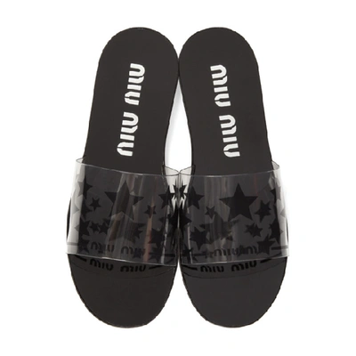 Shop Miu Miu Transparent & Black Pvc Sandals