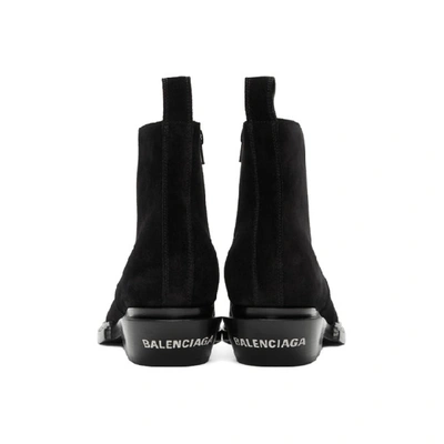 Shop Balenciaga Black Suede Santiag Boots