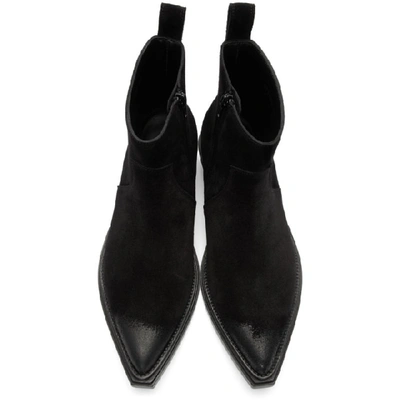 Shop Balenciaga Black Suede Santiag Boots