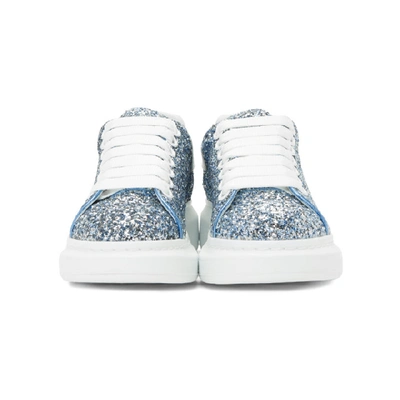 Shop Alexander Mcqueen Blue Galaxy Glitter Oversized Sneakers In 4668 Blue