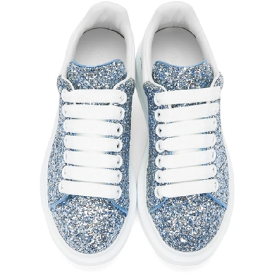 Shop Alexander Mcqueen Blue Galaxy Glitter Oversized Sneakers In 4668 Blue