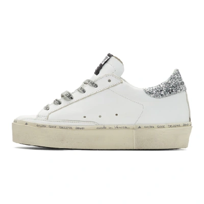 Shop Golden Goose White & Green Hi Star Sneakers