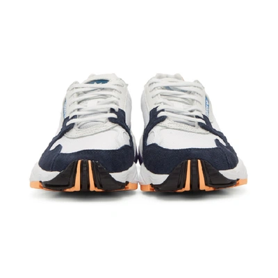 Shop Adidas Originals White And Navy Falcon Sneakers In Wht/navy