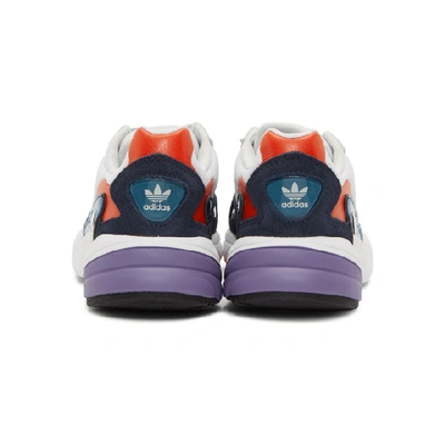 Shop Adidas Originals White And Navy Falcon Sneakers In Wht/navy