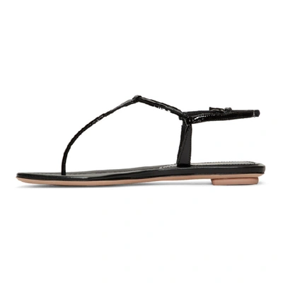 Shop Prada Black Patent T-strap Sandals