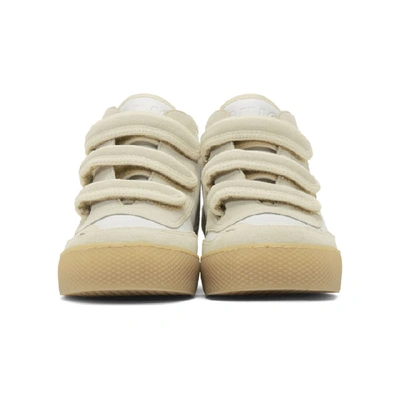 Shop Mm6 Maison Margiela Taupe And White 3-strap Sneakers In H7686 Palom