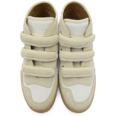Shop Mm6 Maison Margiela Taupe And White 3-strap Sneakers In H7686 Palom