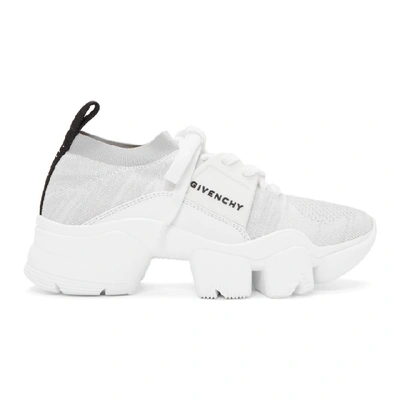 Shop Givenchy White And Grey Jaw Low Sneakers In 100 White