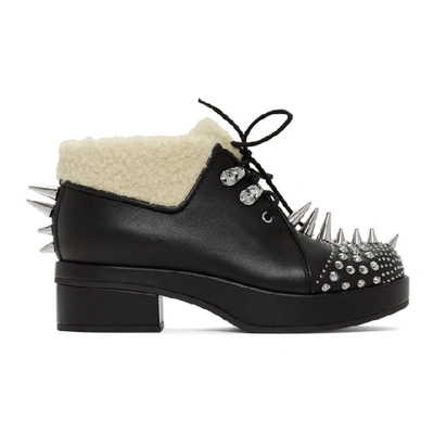 Shop Gucci Black Sherpa Spike Victor Boots In 1086 Black