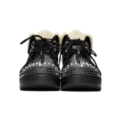Shop Gucci Black Sherpa Spike Victor Boots In 1086 Black