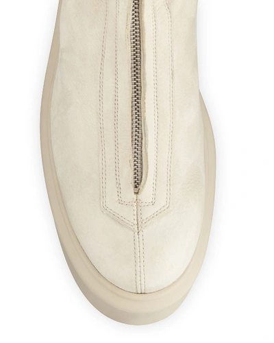 The Row Textured-nubuck Platform Ankle Boots In Beige