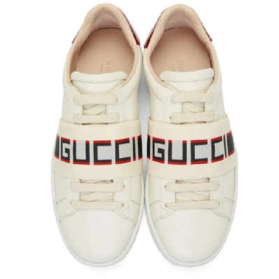 Shop Gucci White Elastic Band New Ace Sneakers