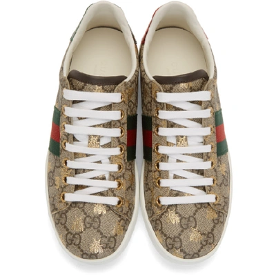 Gucci Ace Gg Supreme Bee-print Monogrammed Sneakers In Beige