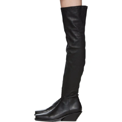 Shop Ann Demeulemeester Black Square Toe Tall Boots In Nero