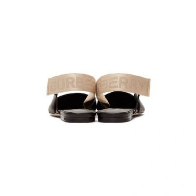 Shop Burberry Black Maria Logo Slingback Flats