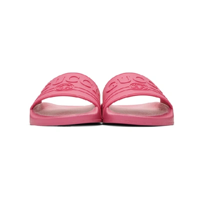 Shop Gucci Pink Pursuit Pool Slides In 5516 Pink