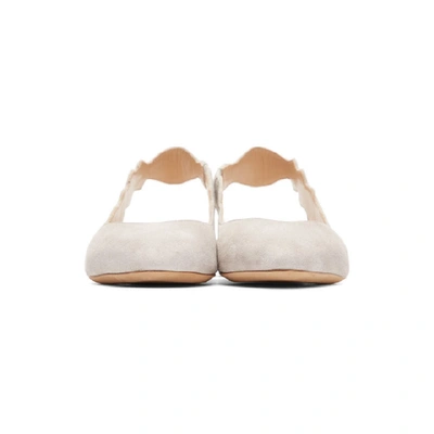 Shop Chloé Chloe Grey Suede Laurena Slingback Flats In 066 Elephan