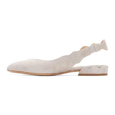 Shop Chloé Chloe Grey Suede Laurena Slingback Flats In 066 Elephan