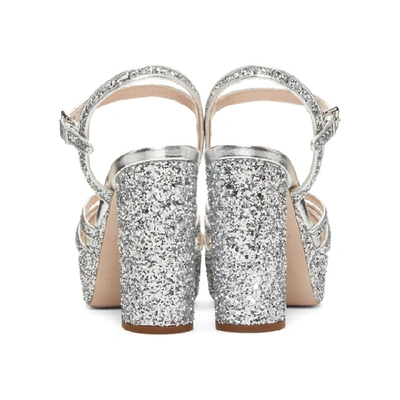 Shop Miu Miu Silver Glitter Sandals